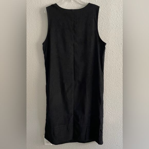 Casual Options Vintage 90’s Black Sleeveless Dress Leaf Design Size Large - Picture 2 of 6